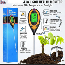 Soil PH Tester Kit 4-in-1 Water Moisture Light Meter For Garden Plant Flower