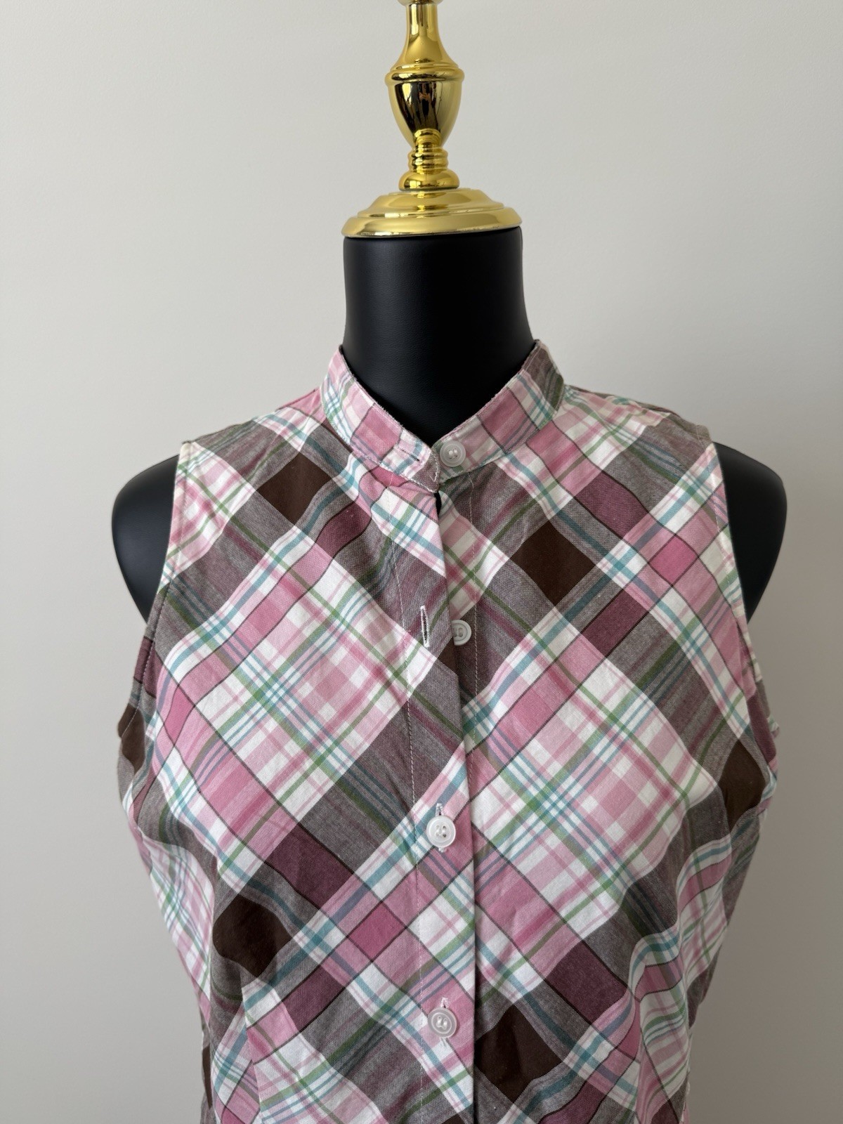 Duck Head Vintage Plaid Patchwork Sleeveless Butt… - image 4