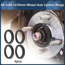 84.1mm to 65.1mm Car Wheel Hub Centric Rings Black Polycarbonate 4 Pcs