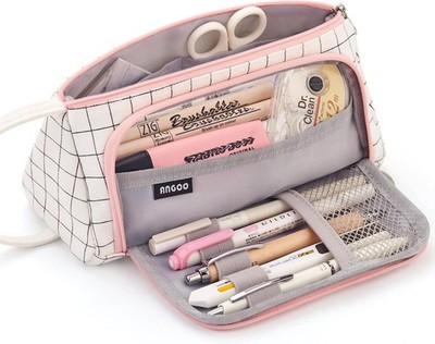 Federmäppchen Groß Kariert Bleistiftbeutel Tasche 22x10x5 cm Schule Büro