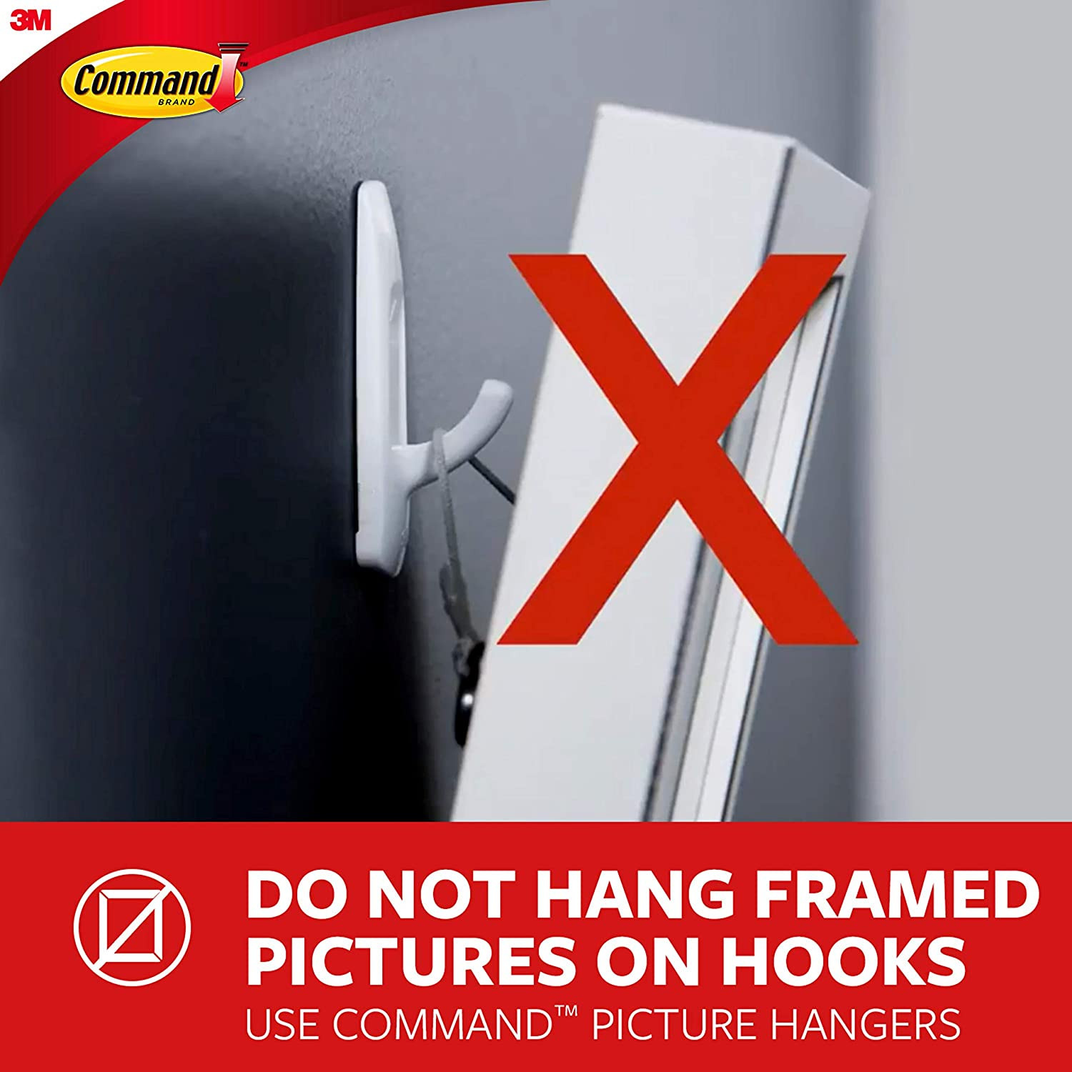 Command 10014485 Picture-Hanging Hooks, Large, White, 3 Count