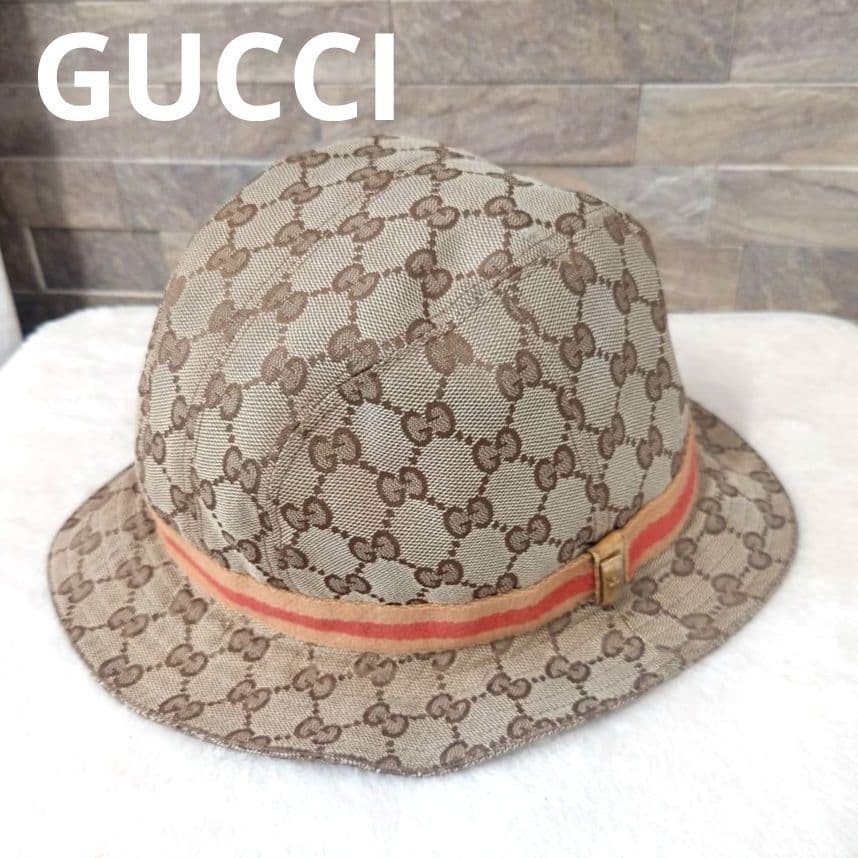 Gucci GGパターン バケットハット ベージュ GUCCI Bucket Hat GG Canvas Monogram Interlocking G Stripe Brown