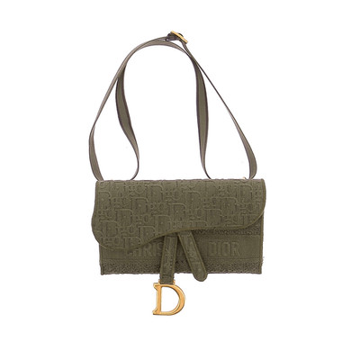 Vintage DIOR Pochette Monogrammed Khaki Tissu Olive Women's