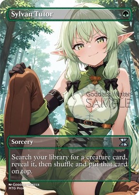 MTG - Sylvan Tutor - Fanart Borderless Style - EDH / Playtest
