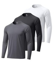 3 Pack Long Sleeve Shirts for Men UPF 50 XX-Large 3pack-black/White/Dark Gray