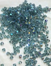Vintage Swarovski 5301 4mm bicone beads, Indian Sapphire AB 48pcs