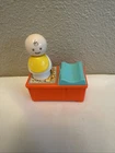Vtg Fisher Price Little People Baby Yellow Bib Black Hair Curl & Changing Table