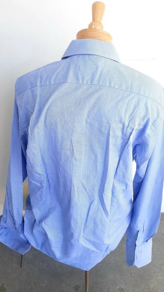CAMISA DE VESTIR PARA HOMBRE TIGLIO LUXE AZUL ALGODÓN BOTÓN DOPPIO LITORTO 16 34/35 USADA EN EXCELENTE ESTADO Foto 4 de 4