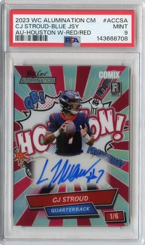 2025 WC Comix CJ Stroud RED HOUSTON! Rookie RC Auto #'D 1/6 PSA 9 POP 1 TEXANS