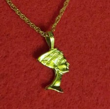 14KT GOLD PLATED EGYPTIAN NEFERTITI CHARM PENDANT 16-30" ROPE NECKLACE- 2182