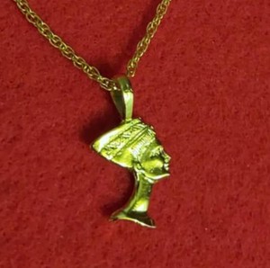 Authentic 14KT GOLD PLATED EGYPTIAN NEFERTITI CHARM PENDANT & 16-30" ROPE NECKLACE- 2182