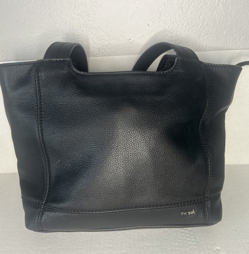 Vintage The Sak Black Leather Shoulder Handbag Purse