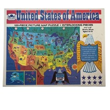 Golden United States of America Map Jigsaw Puzzle Geography 100 Pcs Educational