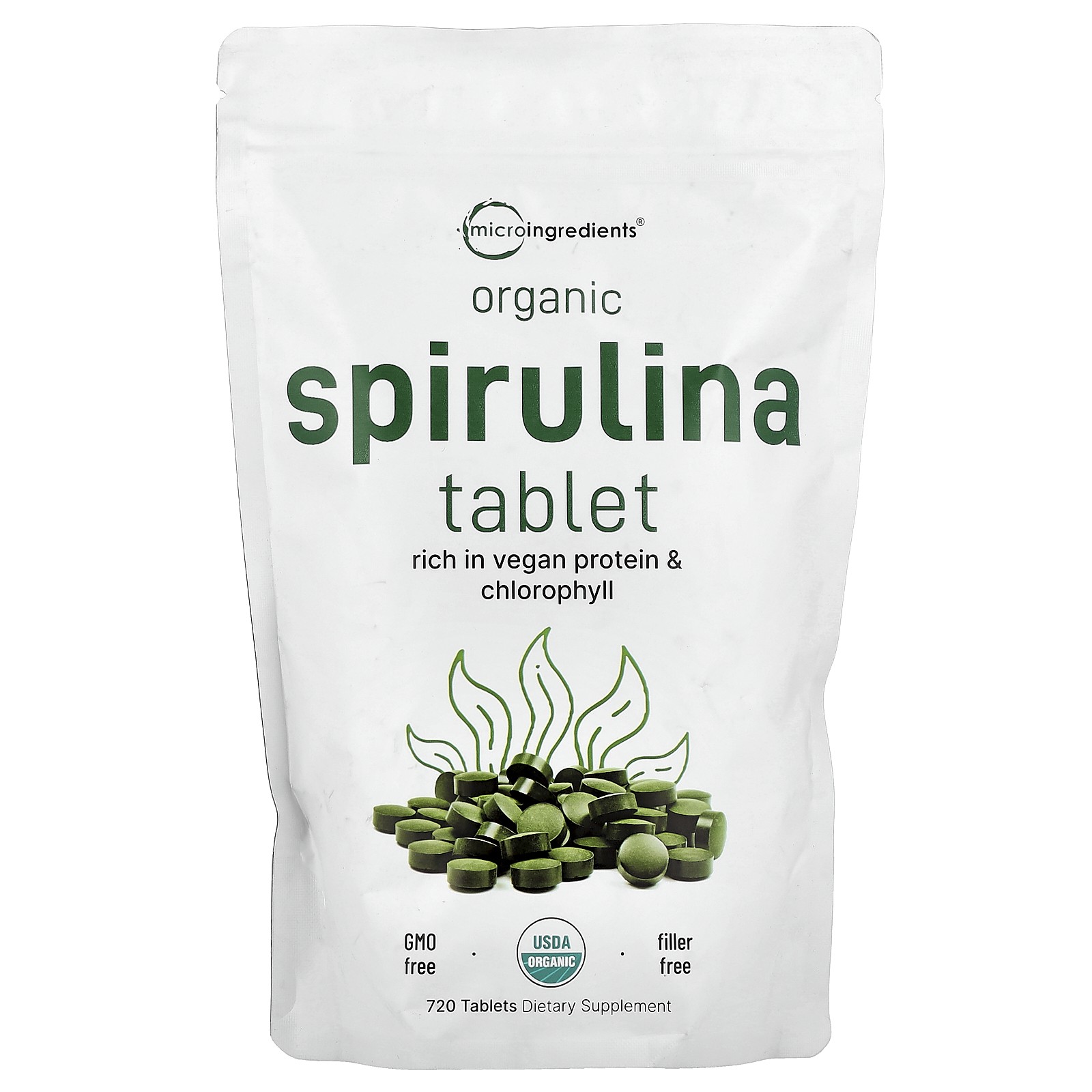 Organic Spirulina Tablet, 720 Tablets