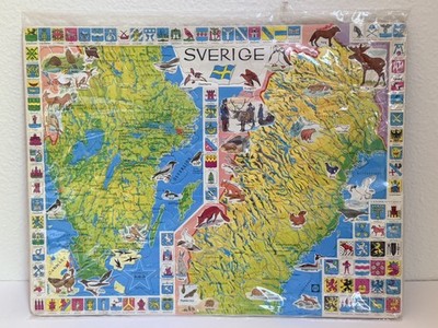Sweden Map Puzzle ''Sverige''   14.5'' x 11.5''   New in Package Jigsaw