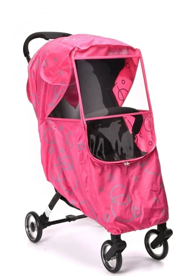 WonderBuggy Universal Cochecito Protector contra el Clima Cubierta de Lluvia con Burbuja,...Rosa Foto 3 de 3