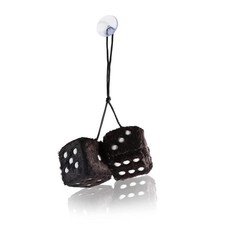 Pair of Retro Square Mirror Hanging Couple Fuzzy Plush Dice with Dots for Car