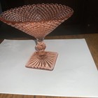 Vintage Miss America Pink Depression Glass Pedestal Candy Dish Anchor Hocking 5"