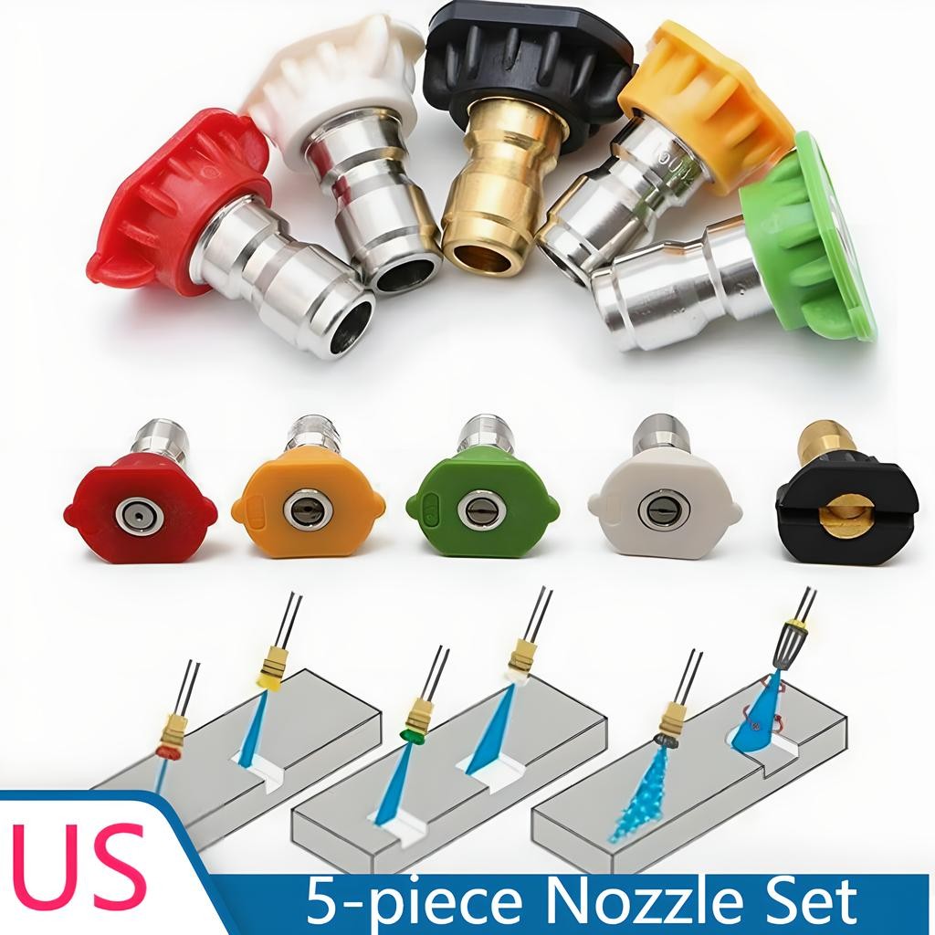 Power Pressure Washer Tips 5-piece Nozzle Set Quick Connect 4,000 PSI US