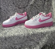 NEW Youth Grade-School size 7Y Nike Air Force 1 BG White/Magic Flamingo