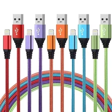 iPhone Charger 10FT 5 Pack MFi Certified Lightning Cable Fast Charging Nylon USB
