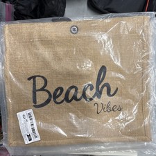 Beach vibes Burlap Tote Bag casual handbag for Women