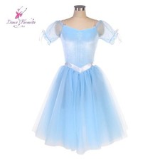 Pale Blue Velvet Bodice Puff Sleeve Romantic Tutu Performance Ballet Costumes