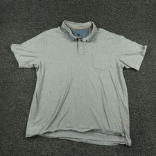 Quiksilver Polo Shirt Mens XXL Gray Stripe Chambray Collar Pocket Casual Knit
