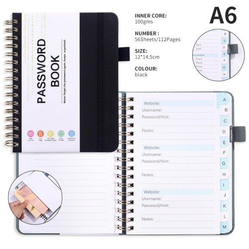 Coil Book Password Keeper Notebook Internet Address Organizer Logbook Man - Picture 13 of 27