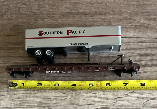 Con-Cor 0001-9279 HO Southern Pacific 54' TOFC Flat car w/Trailer Kit RTR- Read - Afbeelding 15 van 18