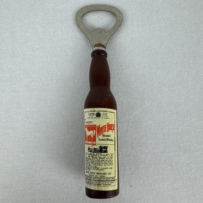 White Horse Flaschenöffner Holz Metall Scotch Whisky Vintage Scotland