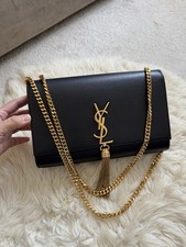 YSL Yves Saint Laurent Kate Medium Tassel In Black Grain Embossed Leather Bag