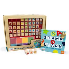 48pc Wooden Letters, Numbers,  Shapes Stamp Set - Chuckle  Roar
