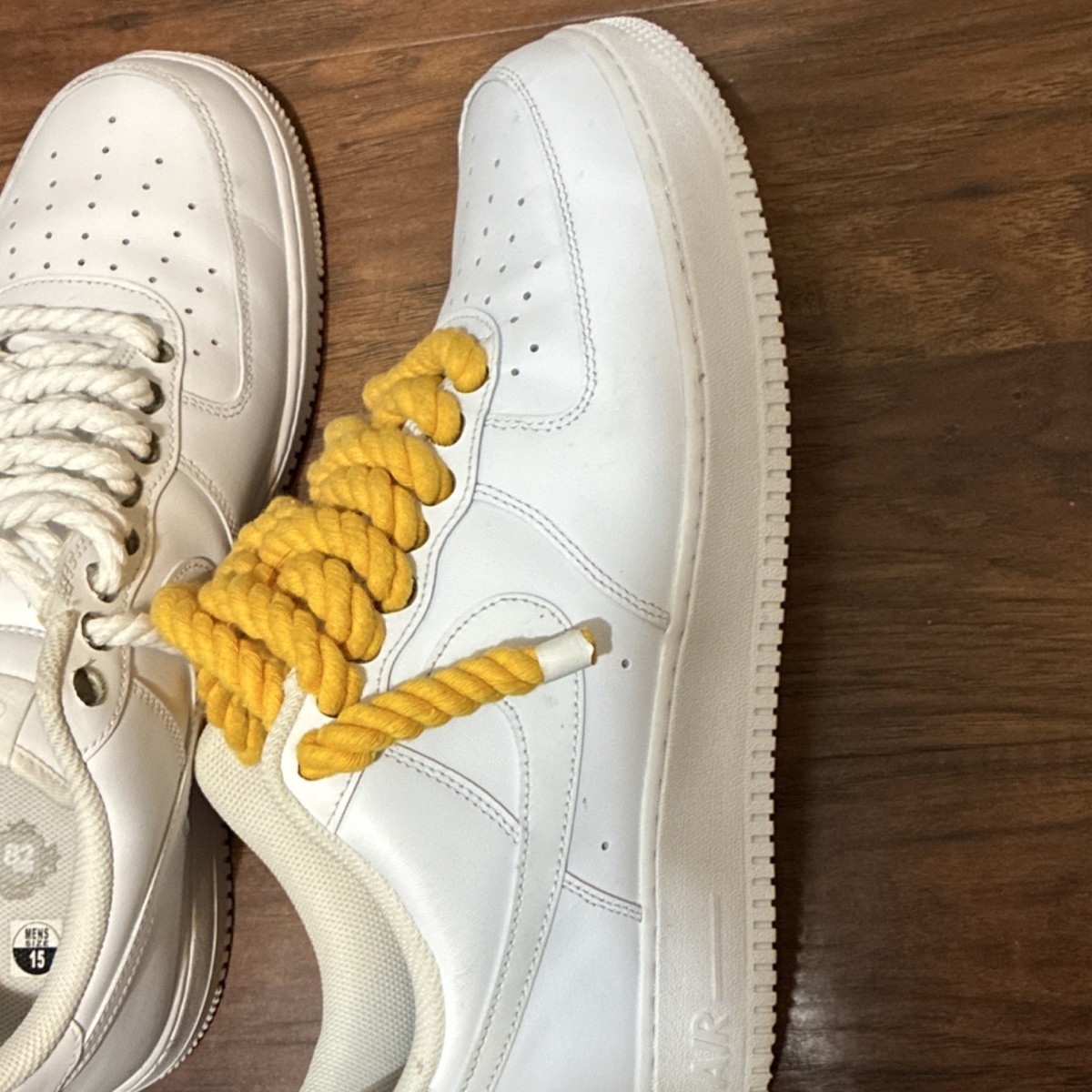 Men’s Nike Air Force 1 Low White with Yellow Laces My new airforce 1s from stockx, came with yellow ish laces  main image 3