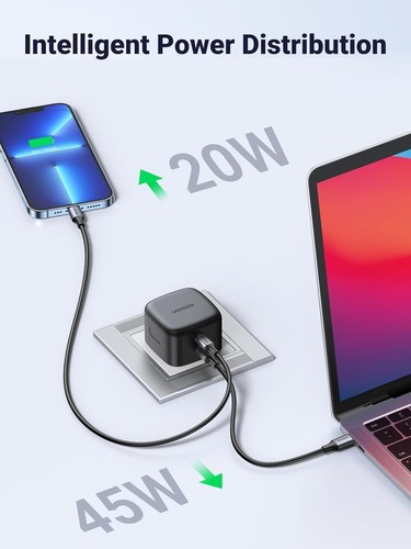 UGREEN USB C Charger 65W Plug GaN Charger 2-Port Fast Charging Laptop Charger - 第 5/8 張圖片