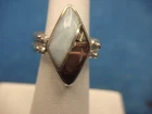 INTERESTING STERLING SILVER FLIP RING - ONYX + LARIMAR/AMBER   - SIZE 6 3/4