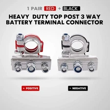 2 Car Battery Terminal Connector Top Post Positive Negative Heavy Duty Universal