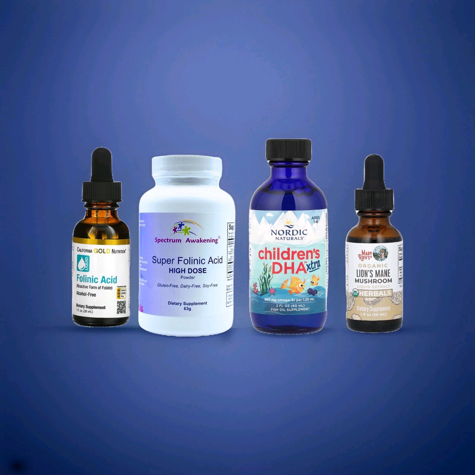 California Gold Nutrition Spectrum Awakening ácido folínico Omega 3 paquete 4x