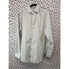 CHARLES Tyrwhitt Long Sleeve Shirt Blue Checked Non Iron Stretch slim fit