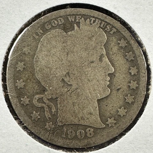 1908-D 25C Barber Quarter, Contains 0.1808oz of SILVER (87433)