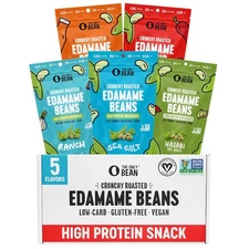 The Only Bean Crunchy Roasted Edamame Snacks (5 Flavors), Healthy... 