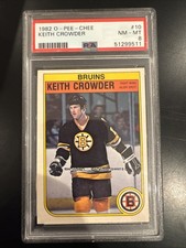1982 OPC #10 Keith Crowder, PSA 8 #51299511, Boston Bruins
