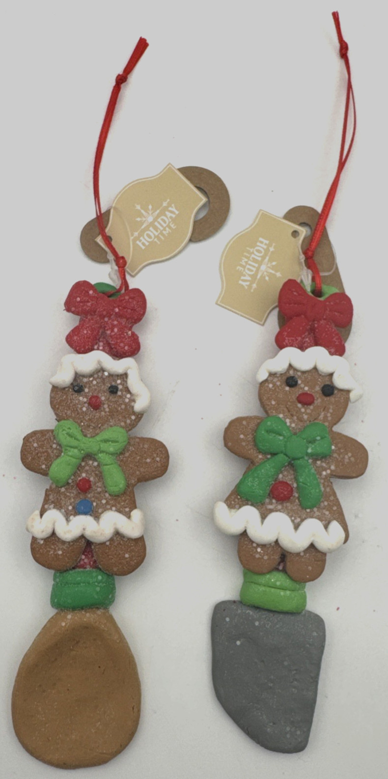 Gingerbread Kitchen Utensil Christmas Ornaments — Spoon & Spatula Set (2)