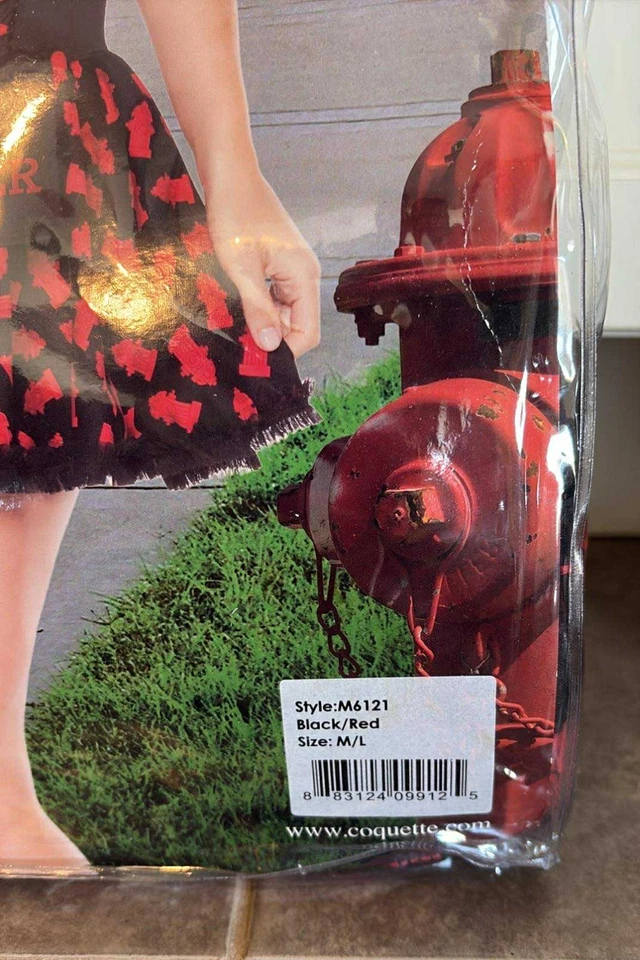 Disfraz de paseador de perros Coquette negro y rojo para dama talla M/L vestido Foto 2 de 4