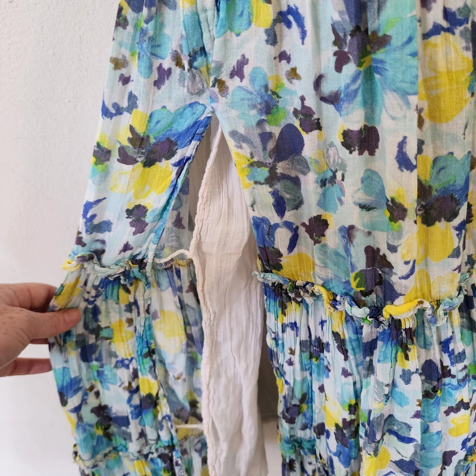 Love Shack Fancy Capri Dress Size Medium Blue Floral - Image 3 of 4