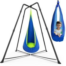 Swing Stand Frame with Sensory Pod Swings and Chair, Sensory Swing Set, XShap...