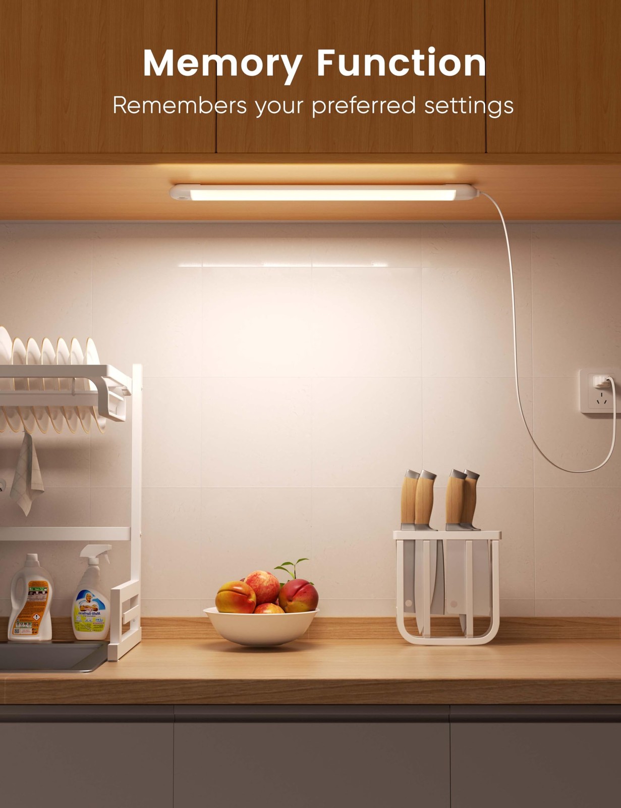 Hand Wave Gesture Under Cabinet Lights,16 Inch Plug in Kitchen Counter Light