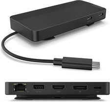 USB-C Travel Dock - 7 Ports, Integrated Cable, Universal Compatibility, Dual 4K