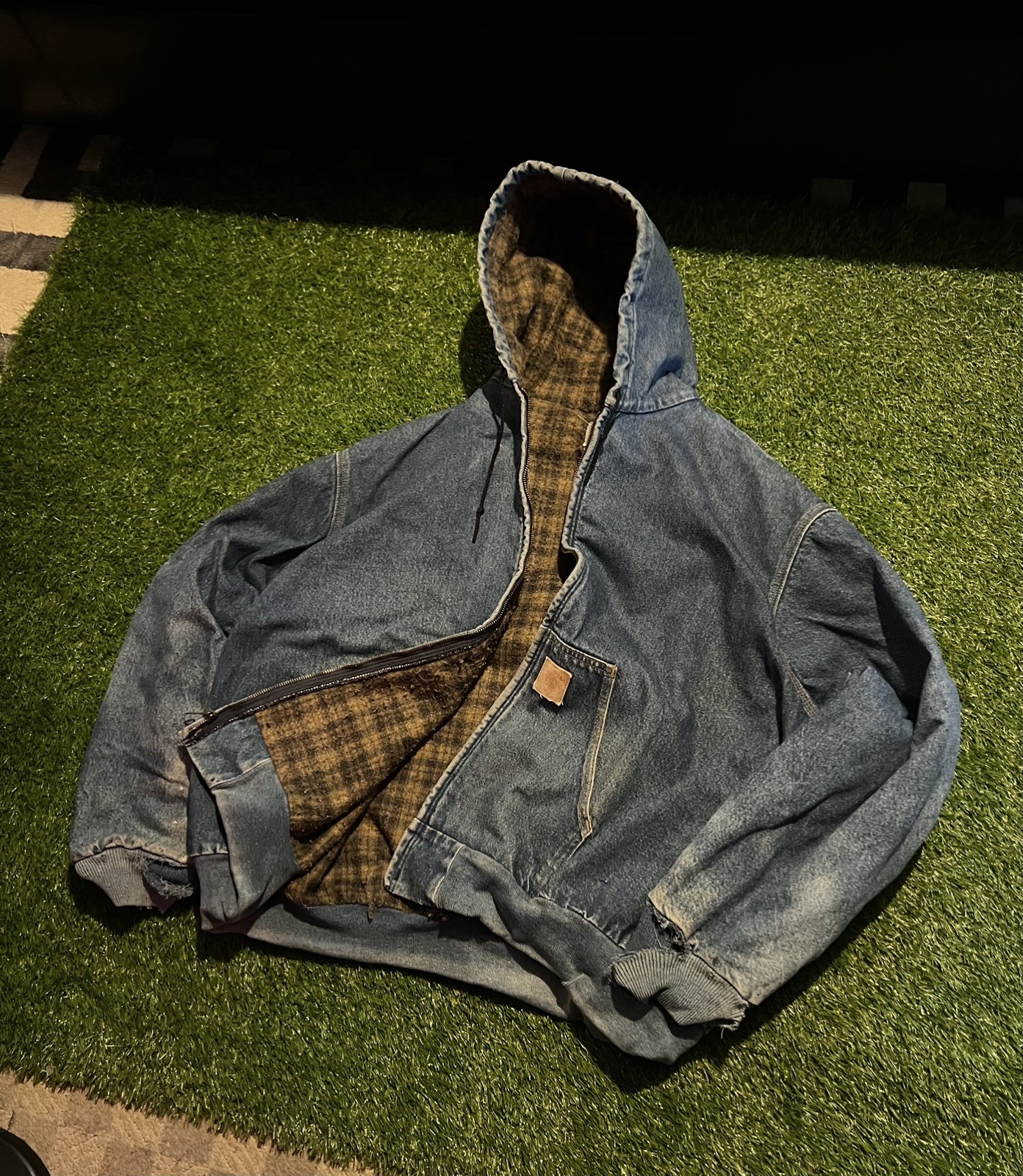 Vintage Carhartt Jacket 2001 Denim Outerwear Rare Workwear ASAP ROCKY lined 