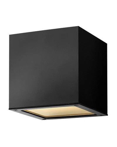 Hinkley Lighting 1768 Black Kube 8 Watt 6"H Integrated Led Outdoor Wall Sconce - Picture 1 of 9
